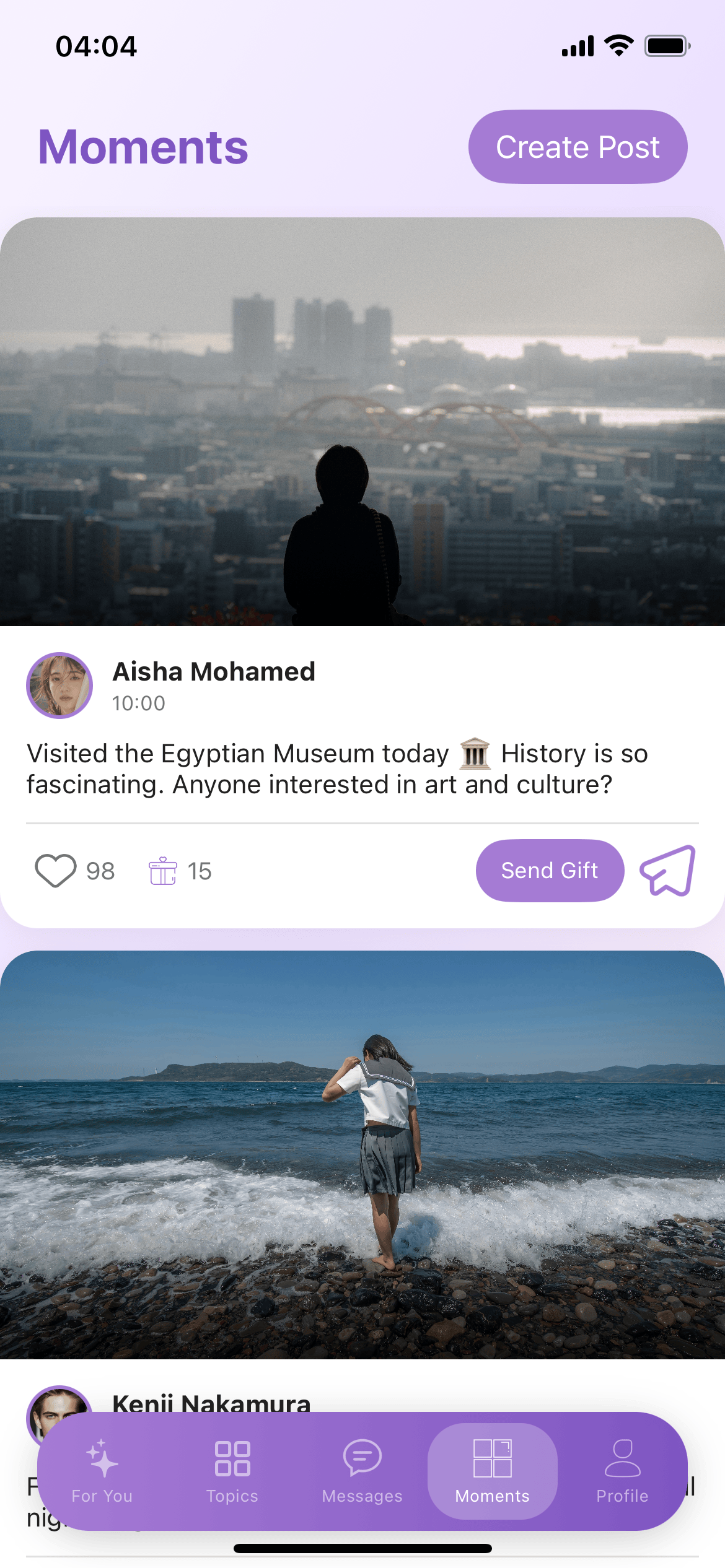 Glow Moments screen